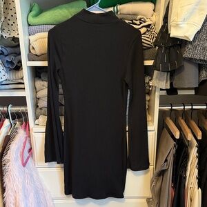 Black Long Sleeve Ribbed Dress